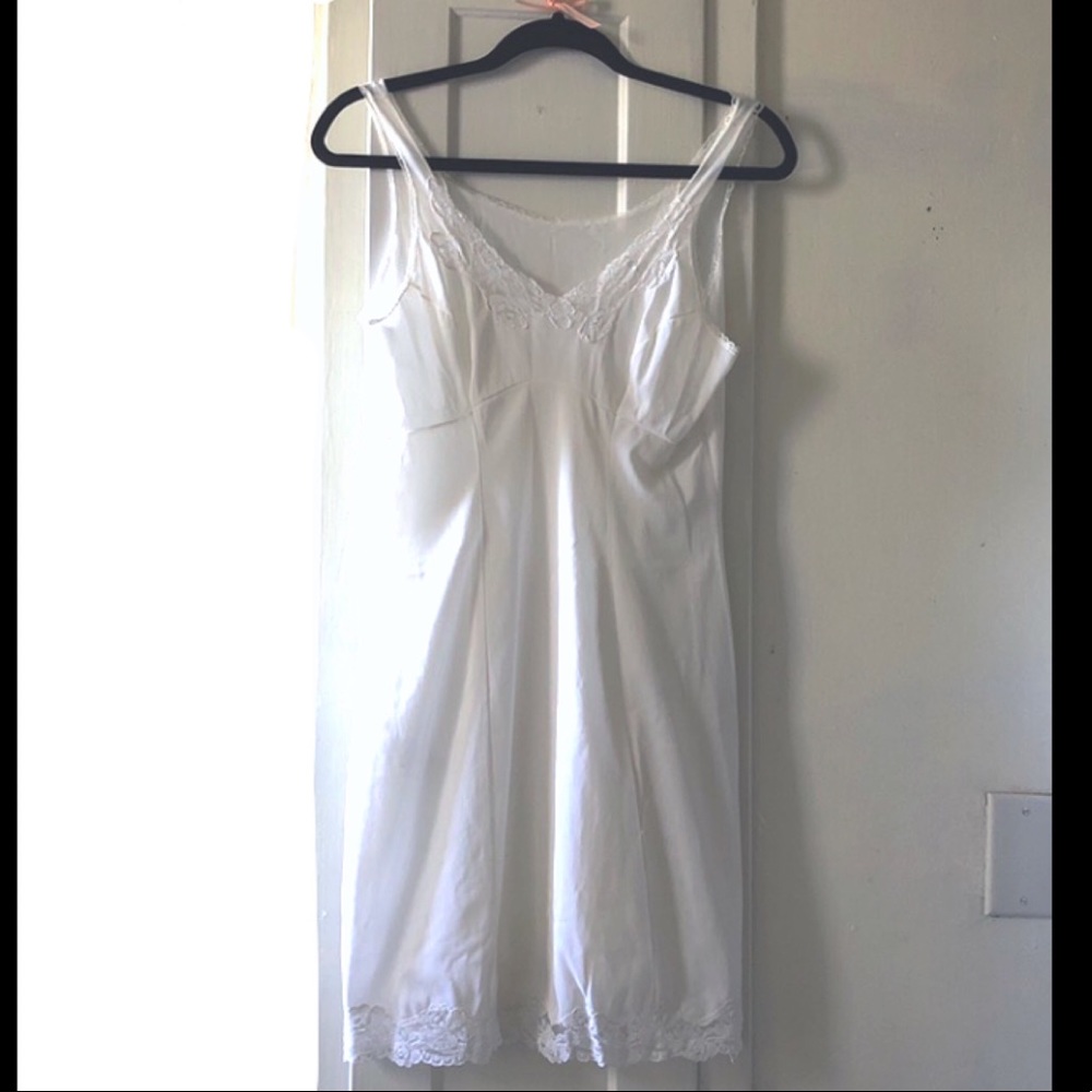 Vintage white slip with lace trim